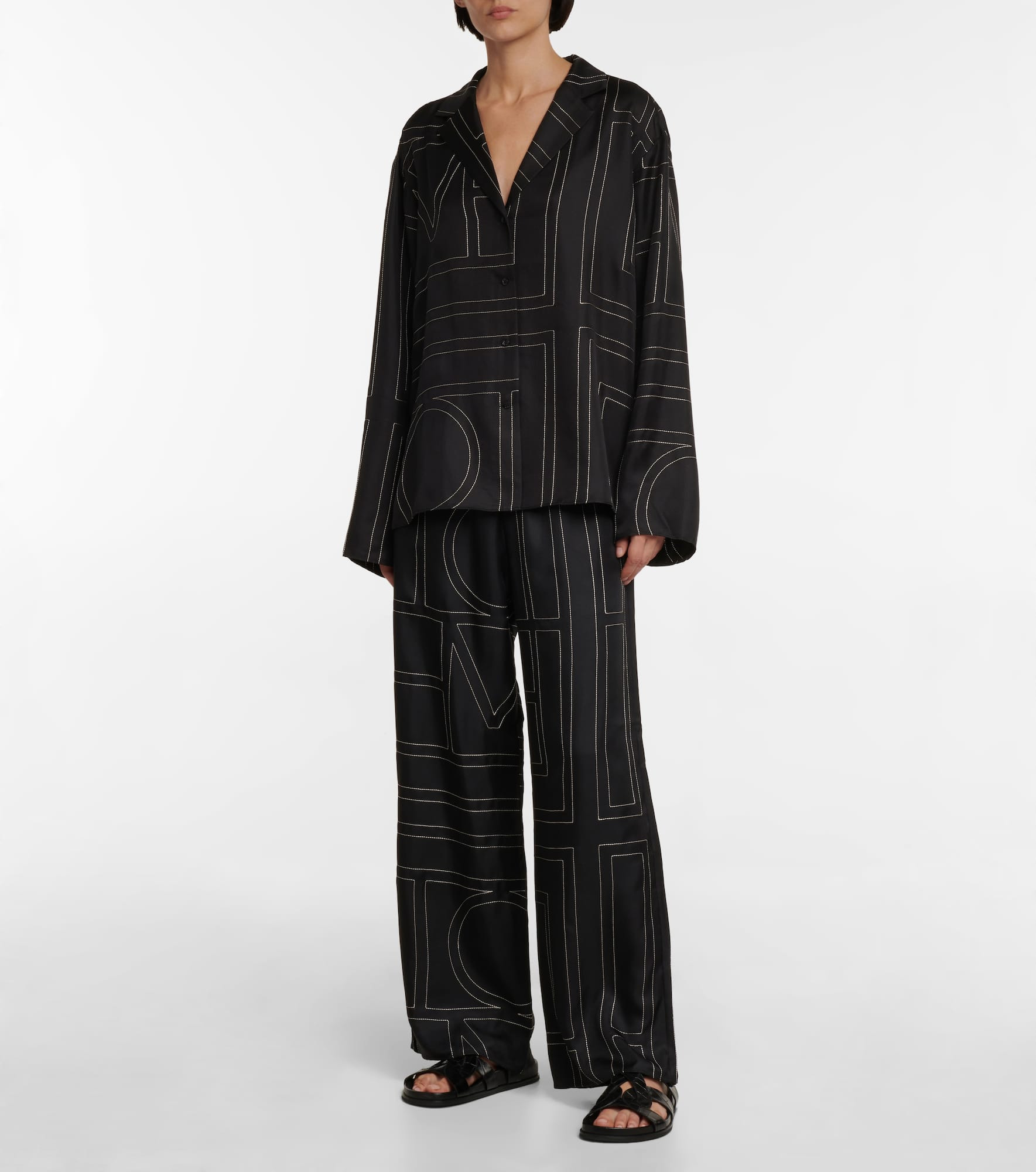 Logo wide-leg silk pants - 2