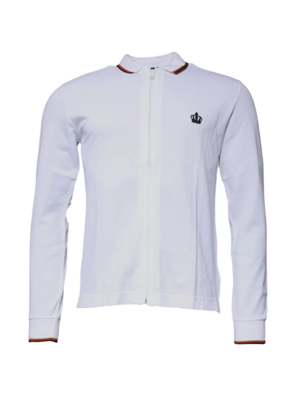 crown-embroidered zip-up sweater - 1