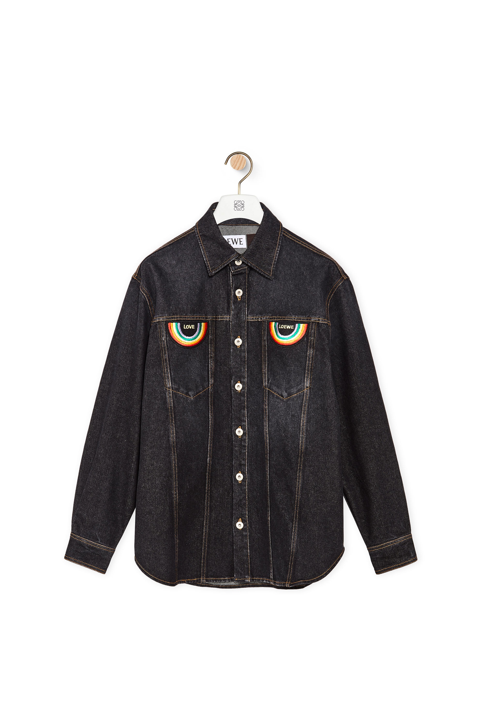 Rainbow patch overshirt in denim - 1
