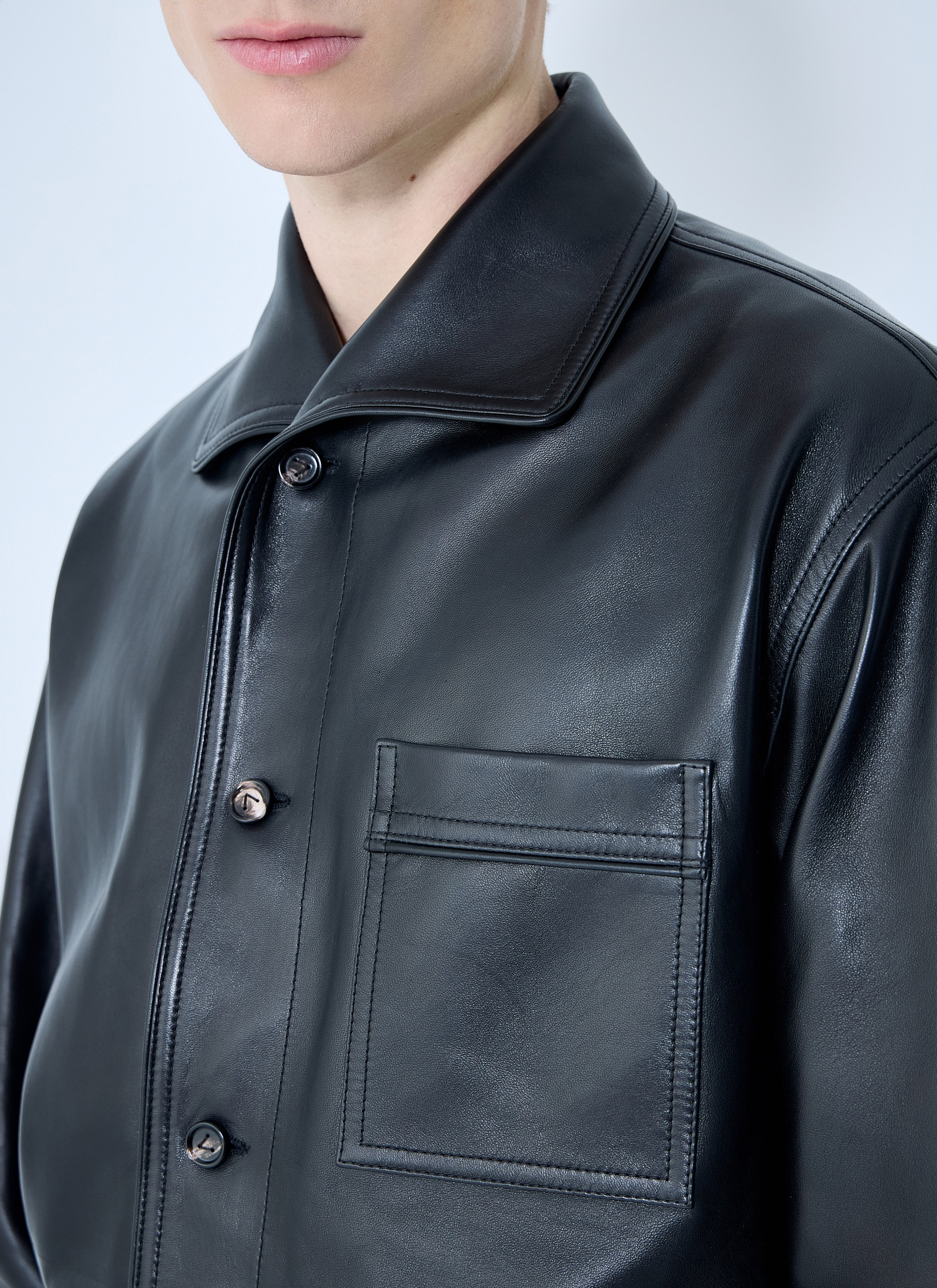 Bottega Veneta Men Leather Pyjama Shirt - 5