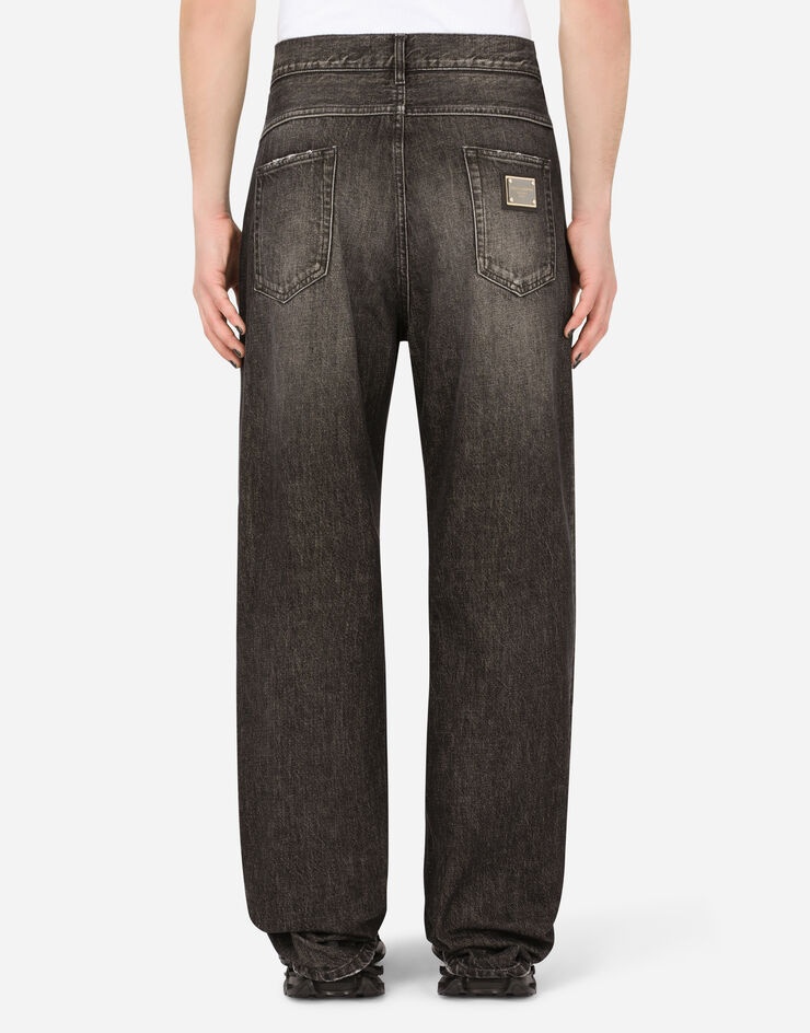 Oversize dark gray wash jeans - 2