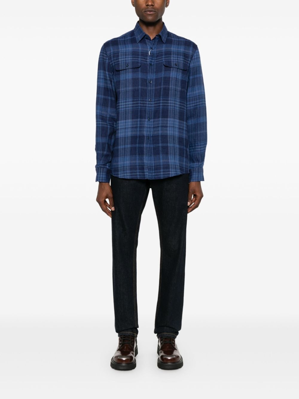 plaid linen shirt - 2