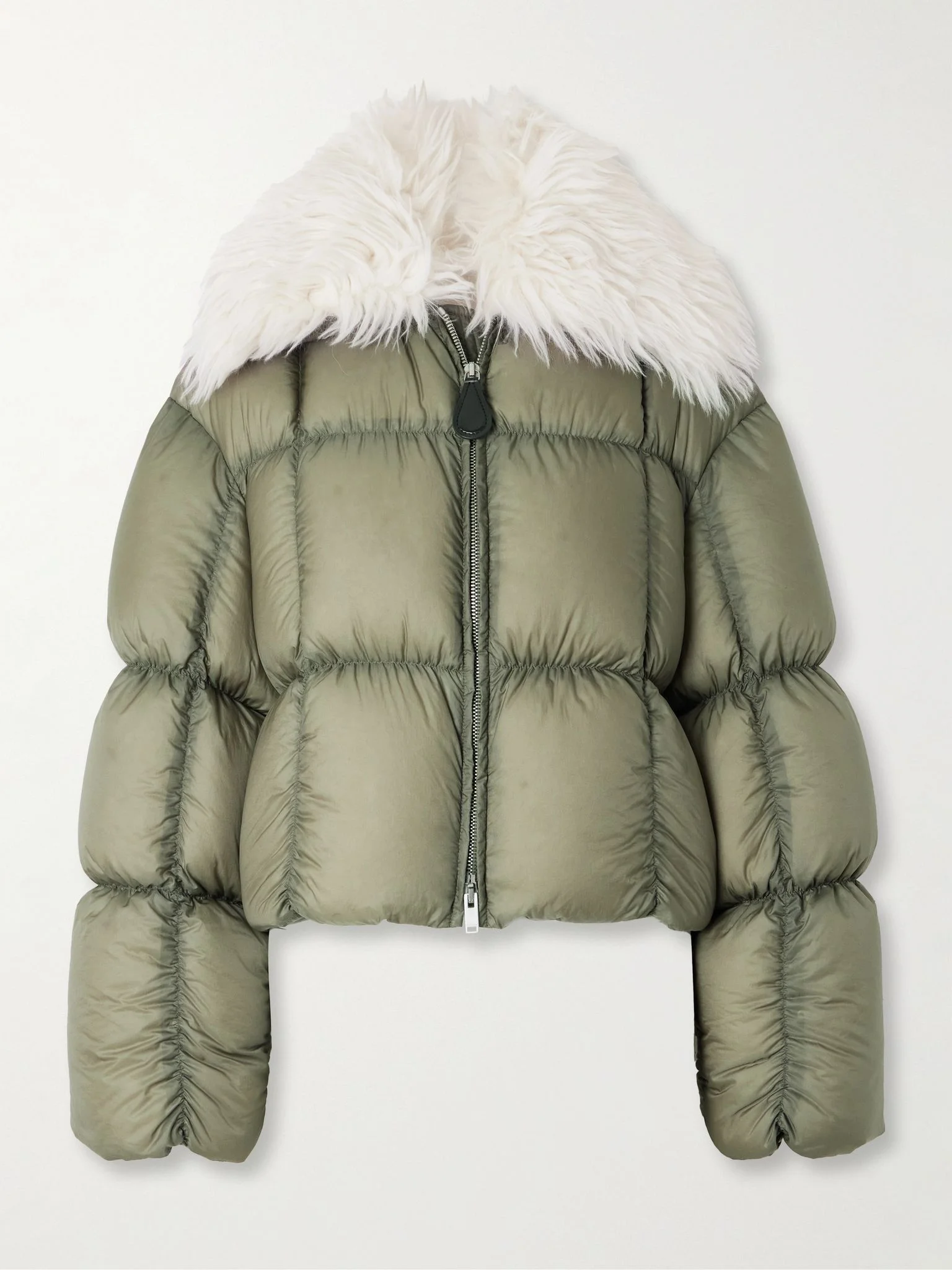 Plush-trimmed padded quilted shell jacket Army green - 1