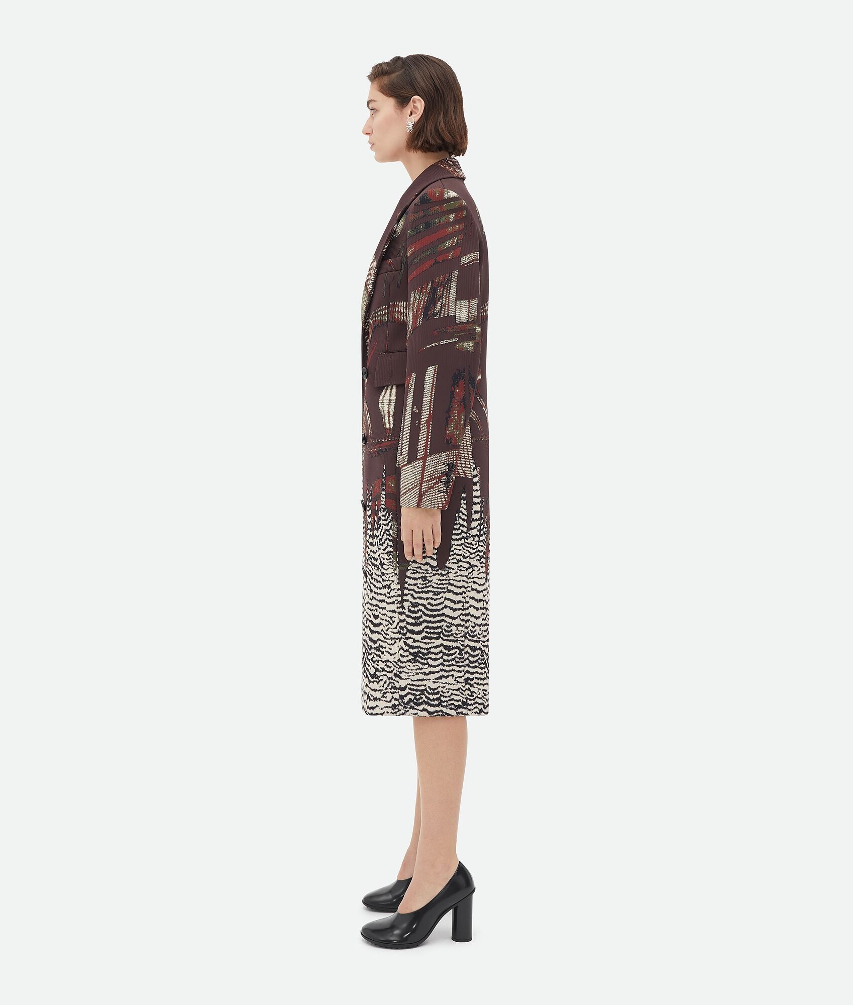 Slim Fit Graphic Viscose Jacquard Coat - 2