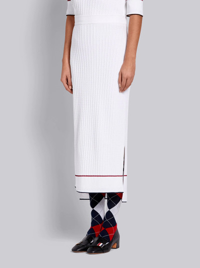 Thom Browne White Viscose Elite Baby Cable Below the Knee Slip Skirt outlook