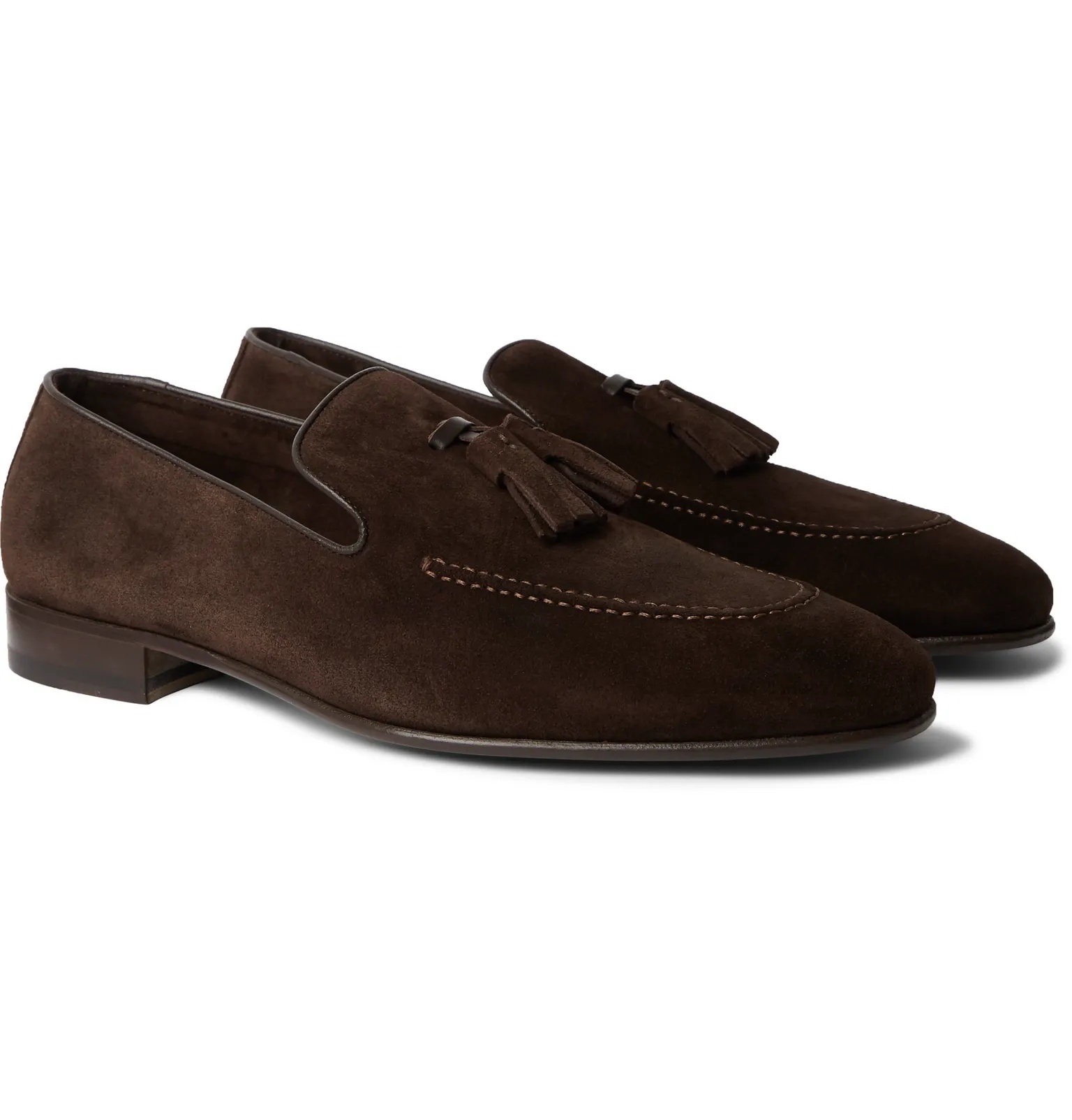 Chester Leather-Trimmed Suede Tasselled Loafers - 8