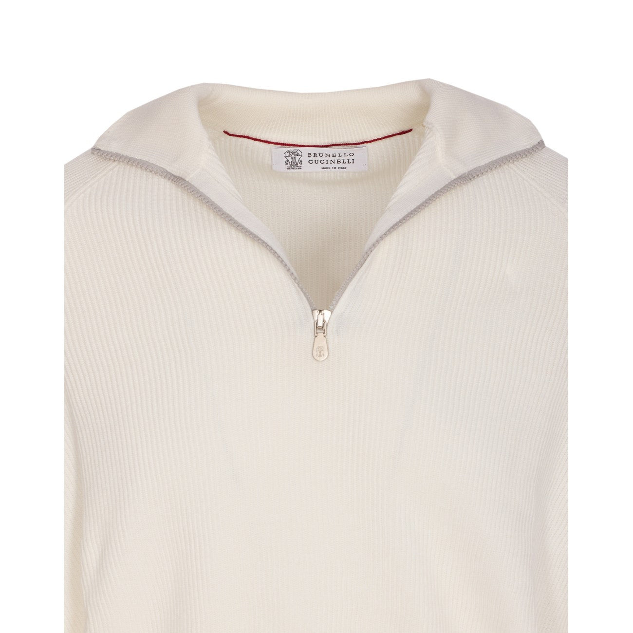 Brunello Cucinelli Men English Rib Cotton Sweater With Zip Opening - 4