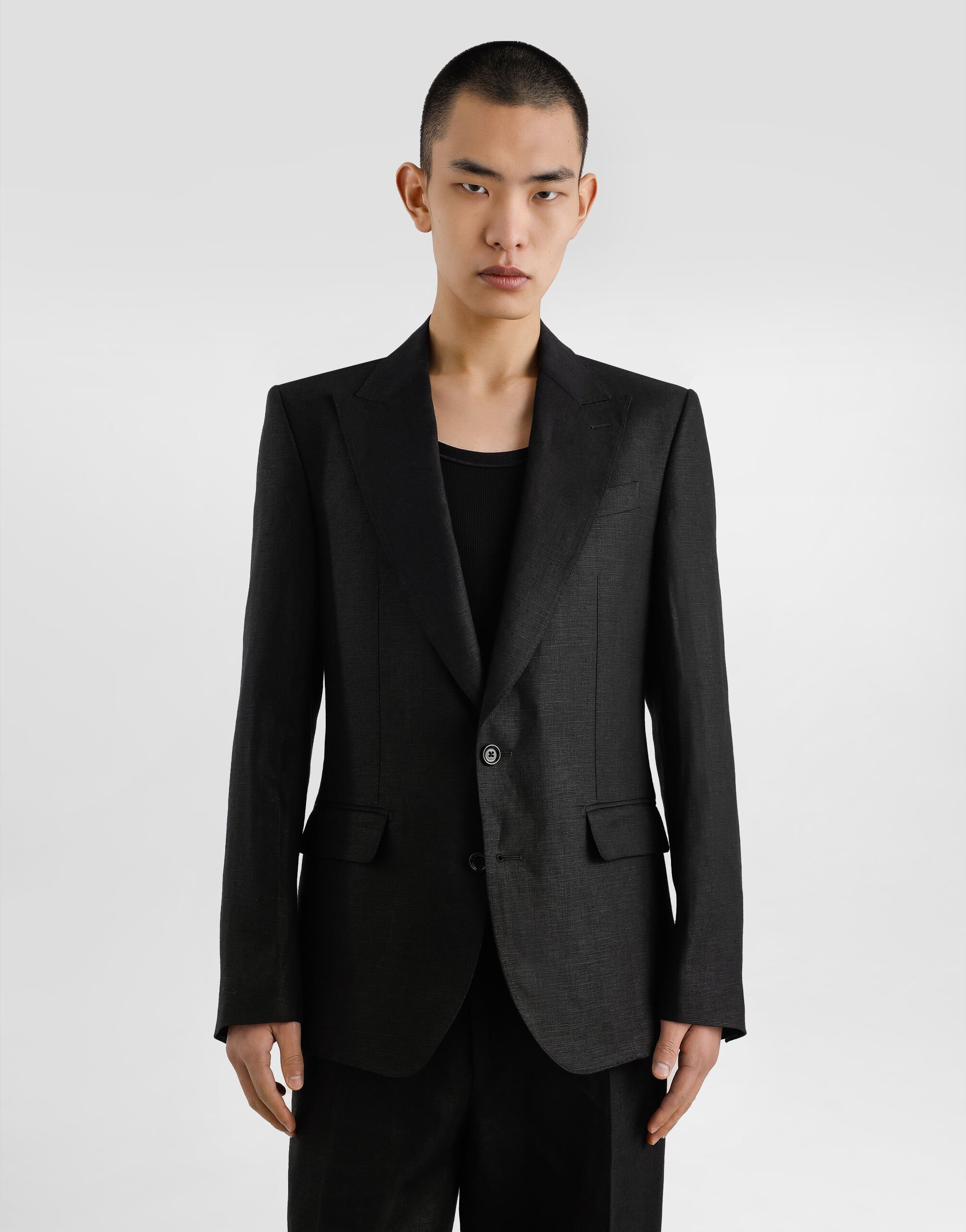 Single-breasted linen fabric jacket - 4