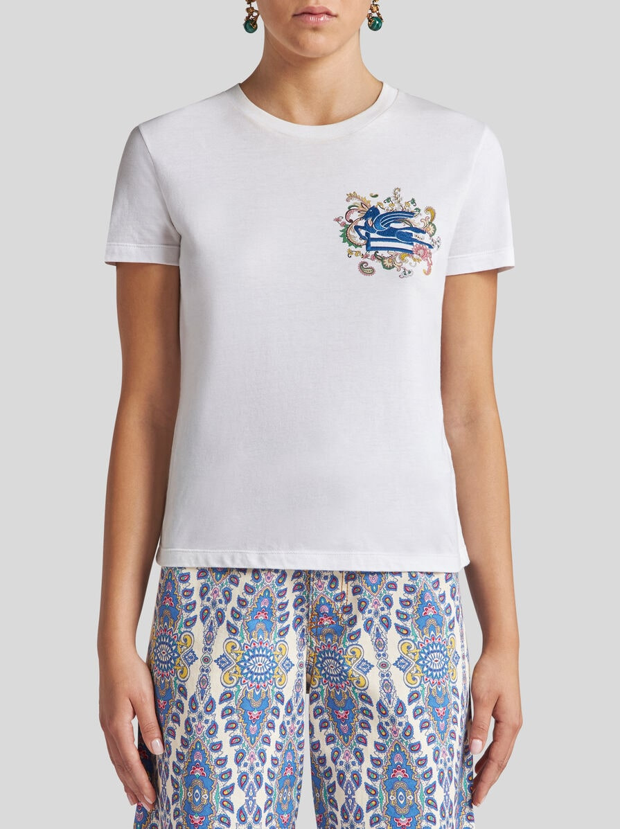T-SHIRT WITH EMBROIDERED PEGASO AND MONOGRAM - 2