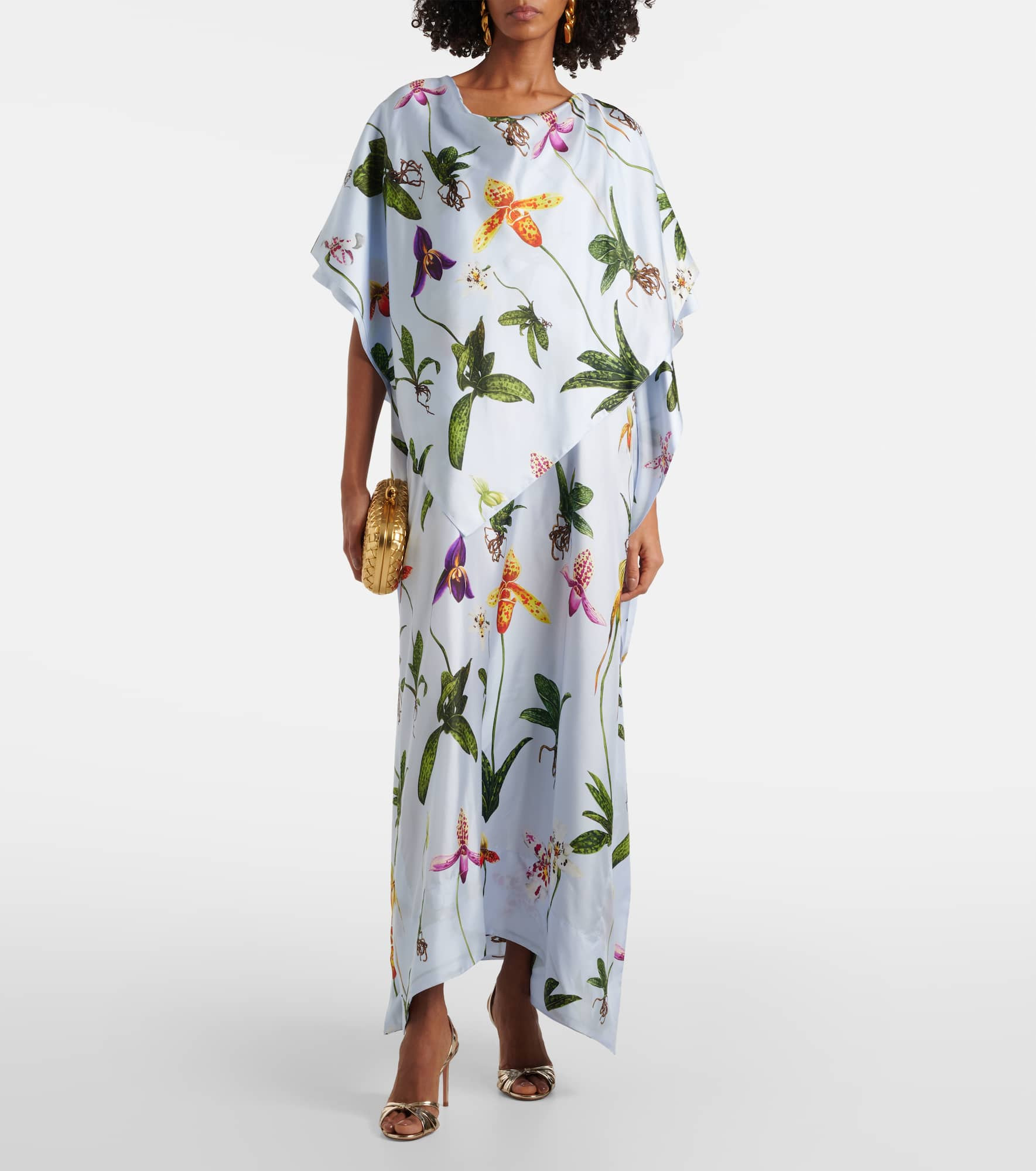 Floral silk twill kaftan - 2
