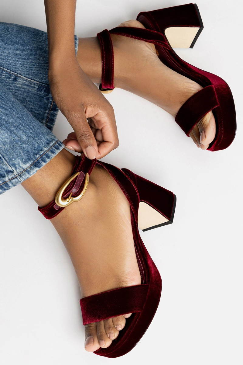 Dolly Verona Low Sandal In Wine Velvet 5