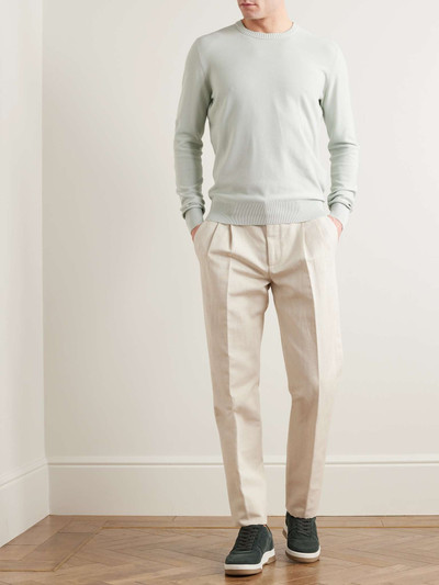 Loro Piana Pleated Straight-Leg Cotton and Linen-Blend Trousers outlook