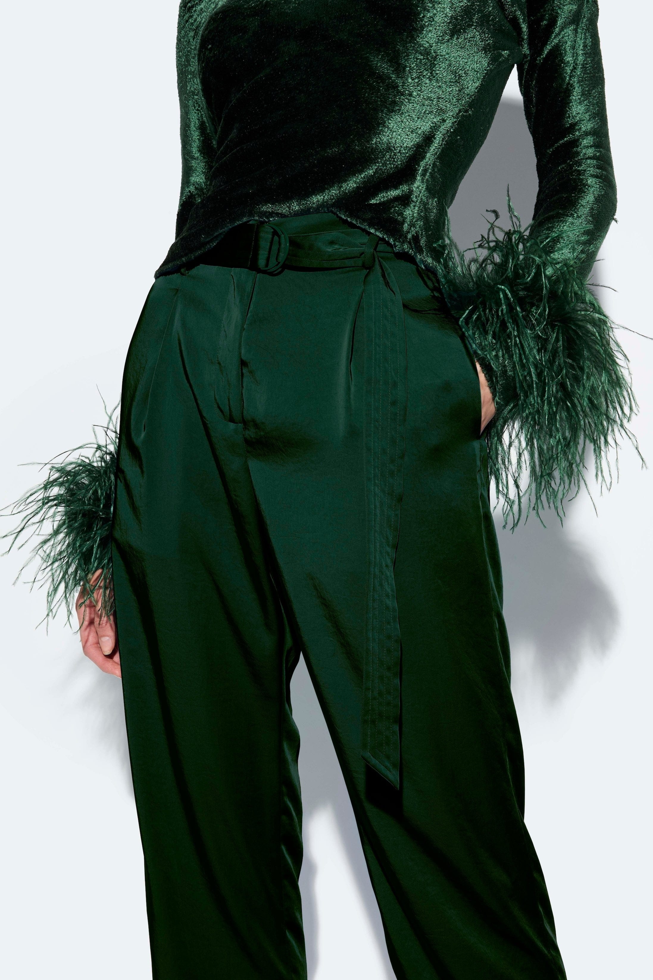 Satin Belted Cropped Pant - 4