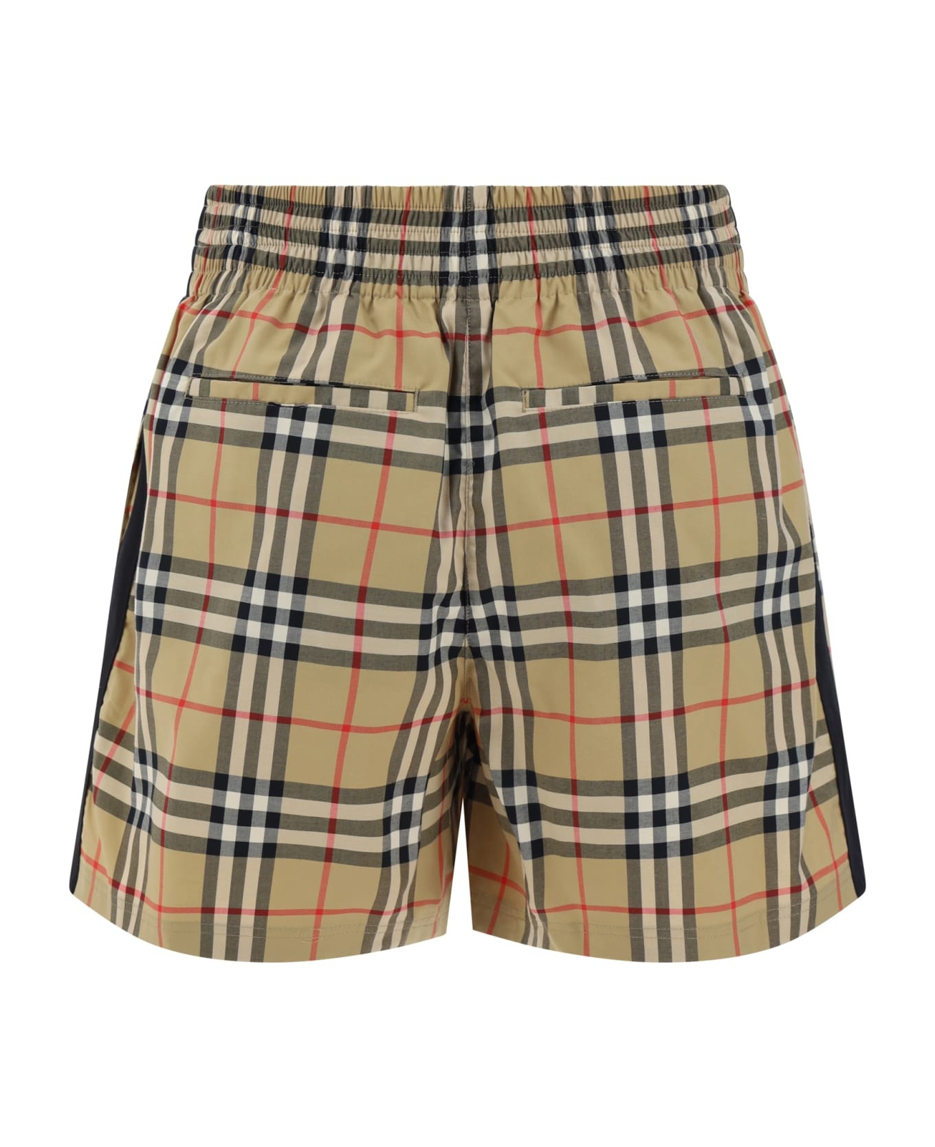 Beige Vintage Check Cotton Bermuda Shorts - 2