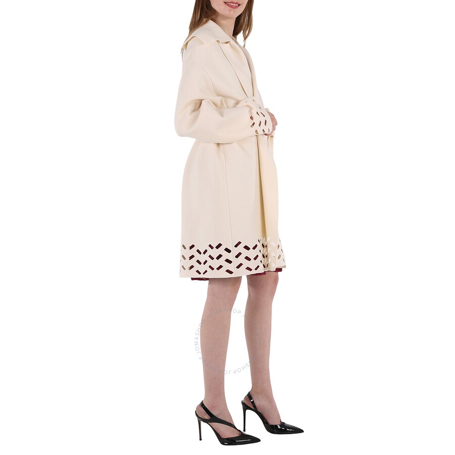 Alaia Ladies Ivory Openwork Pea Coat - 6