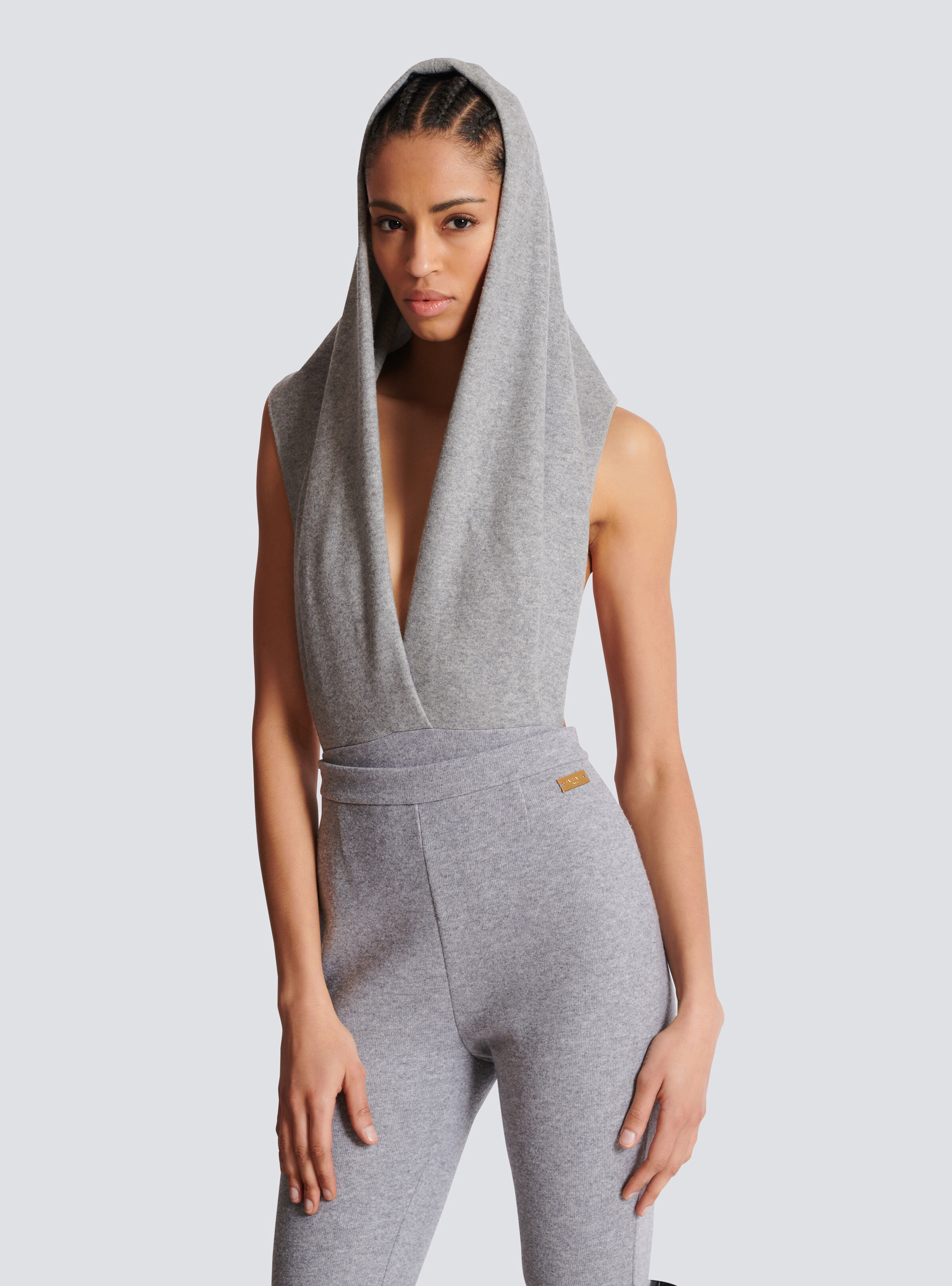 Draped bodysuit with hood - 6