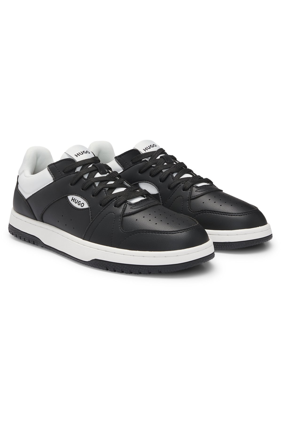 FAUX-LEATHER LACE-UP TRAINERS WITH LOGO DETAILS - 2