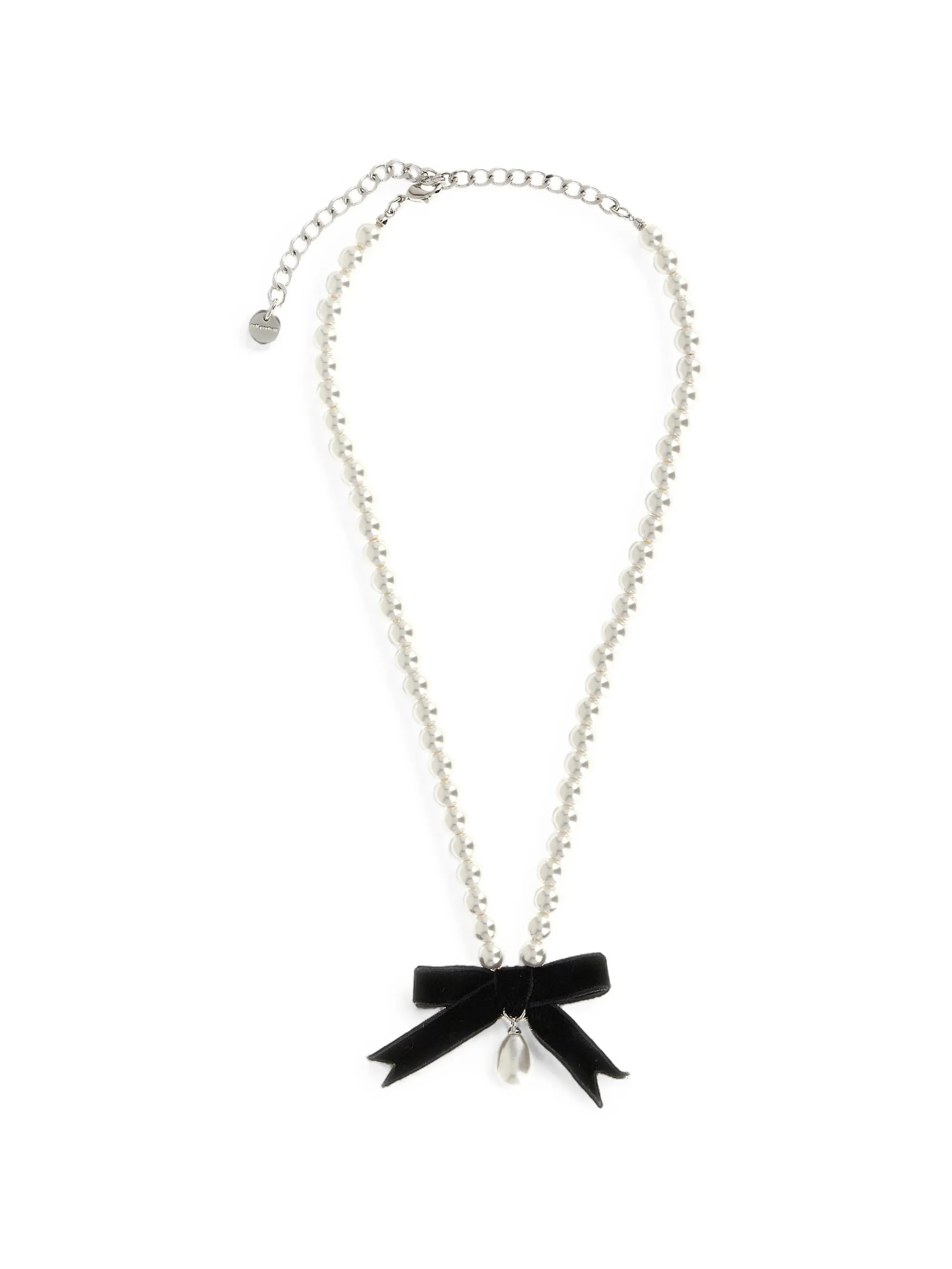 Self-portrait Black Bow Pearl Necklace - 1