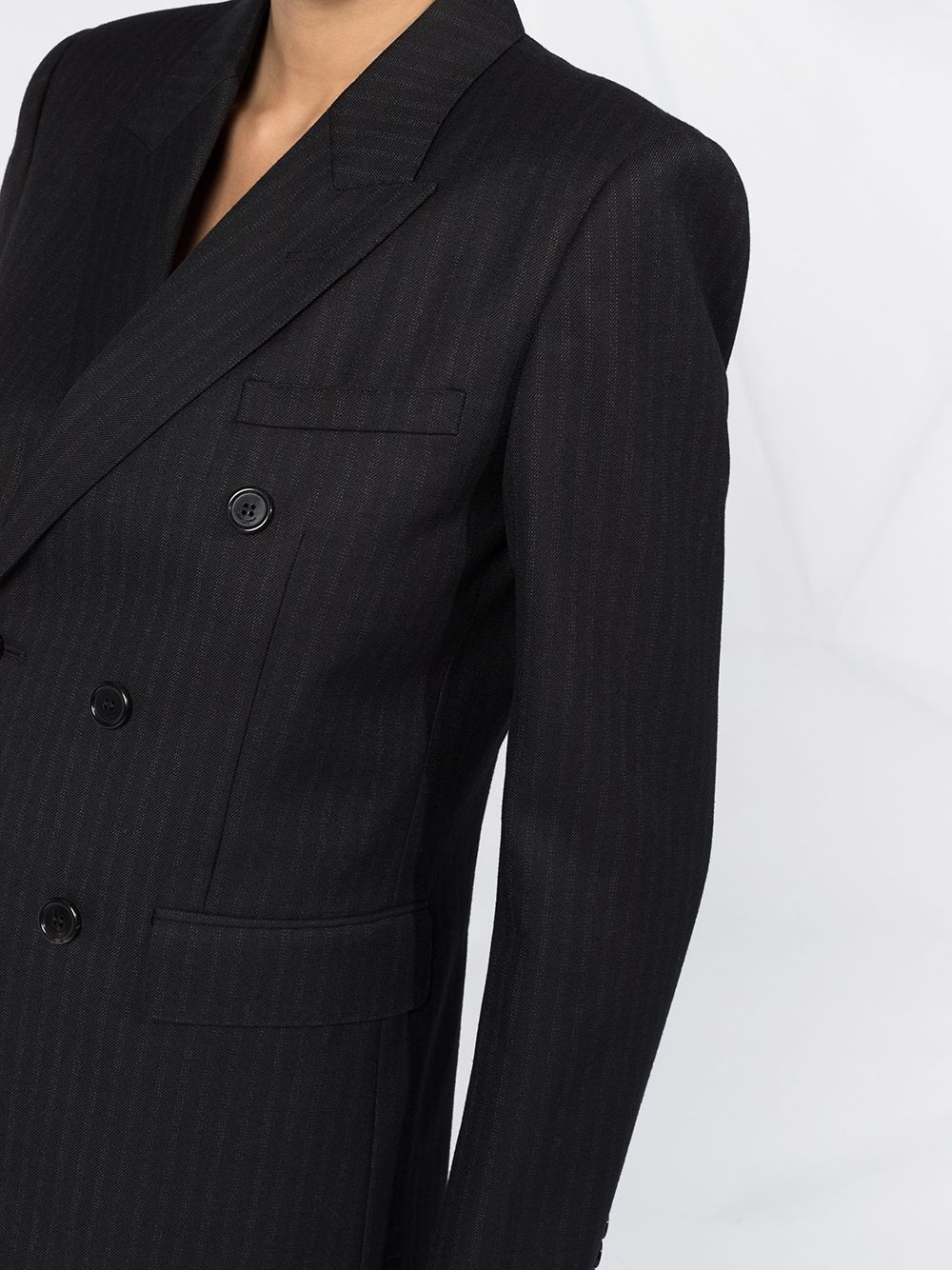 double-breasted pinstriped blazer - 5