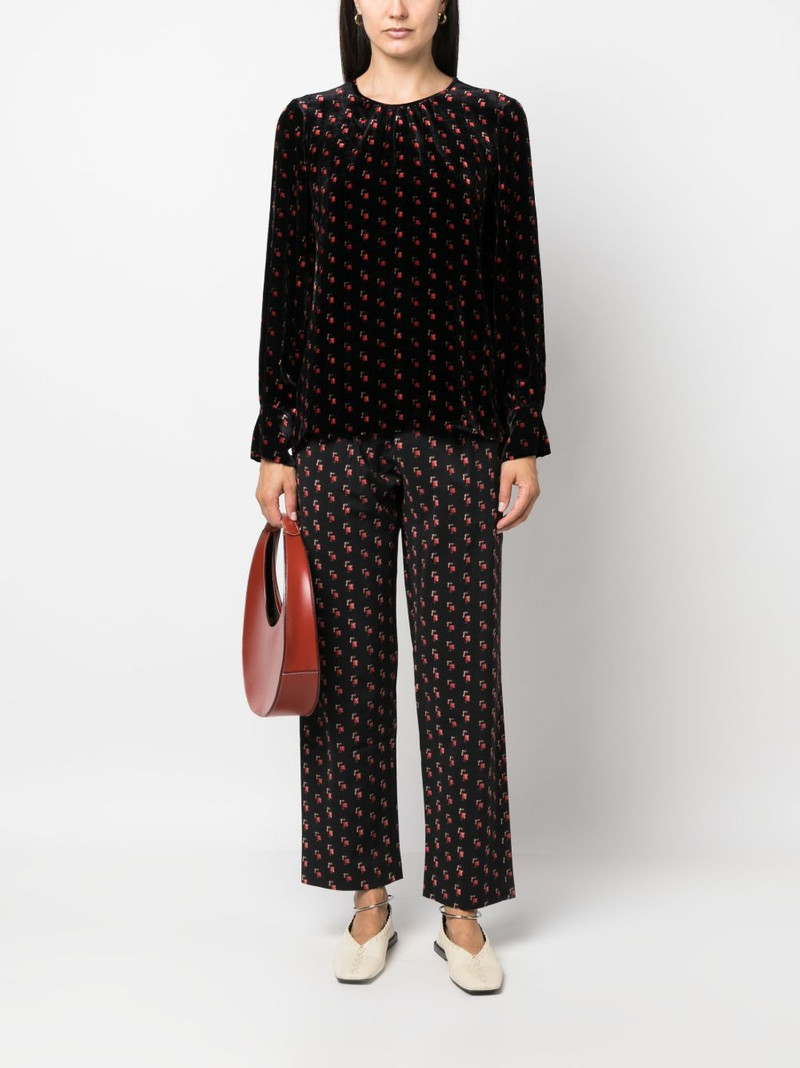 velour graphic-print blouse 3