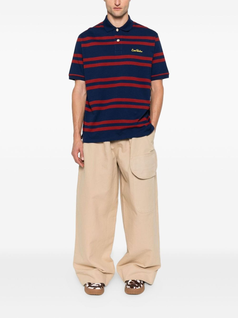 Chez embroidery striped  polo shirt - 2