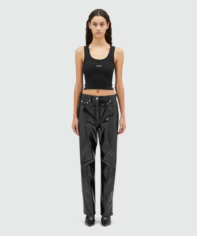 MSGM Petent leather pants with bottom zipper outlook
