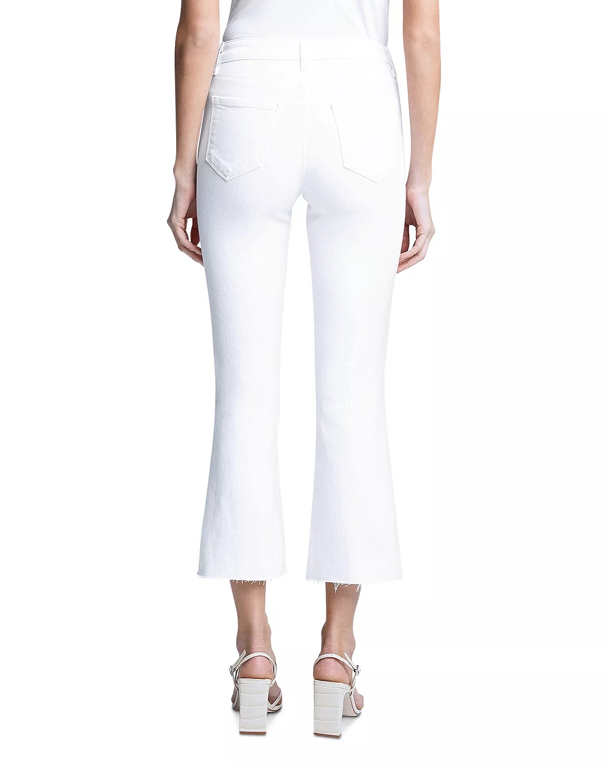 Kendra Mid Rise Crop Flare Jeans in Blanc - 2