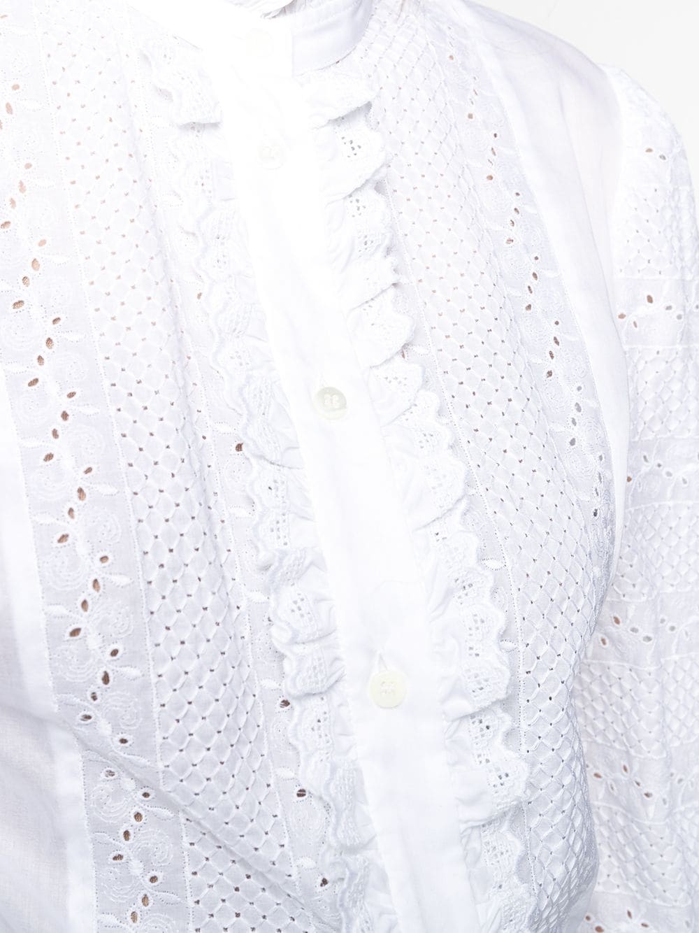 ruched-details broderie anglaise shirt - 5