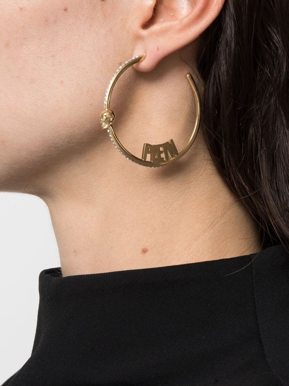 logo-lettering hoop earrings - 2