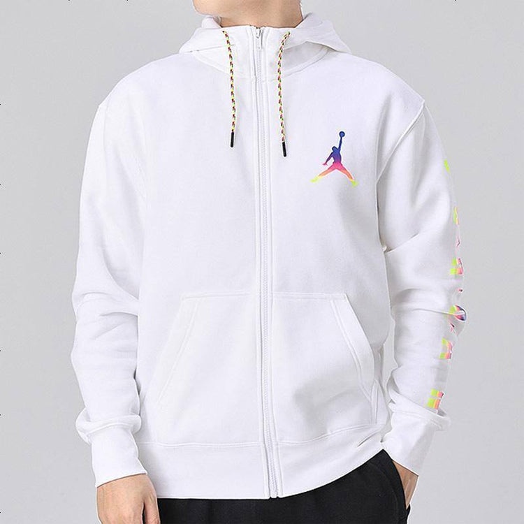 Air Jordan Sports Fleece Lined Hooded Jacket Men's White CU9123-100 - 3