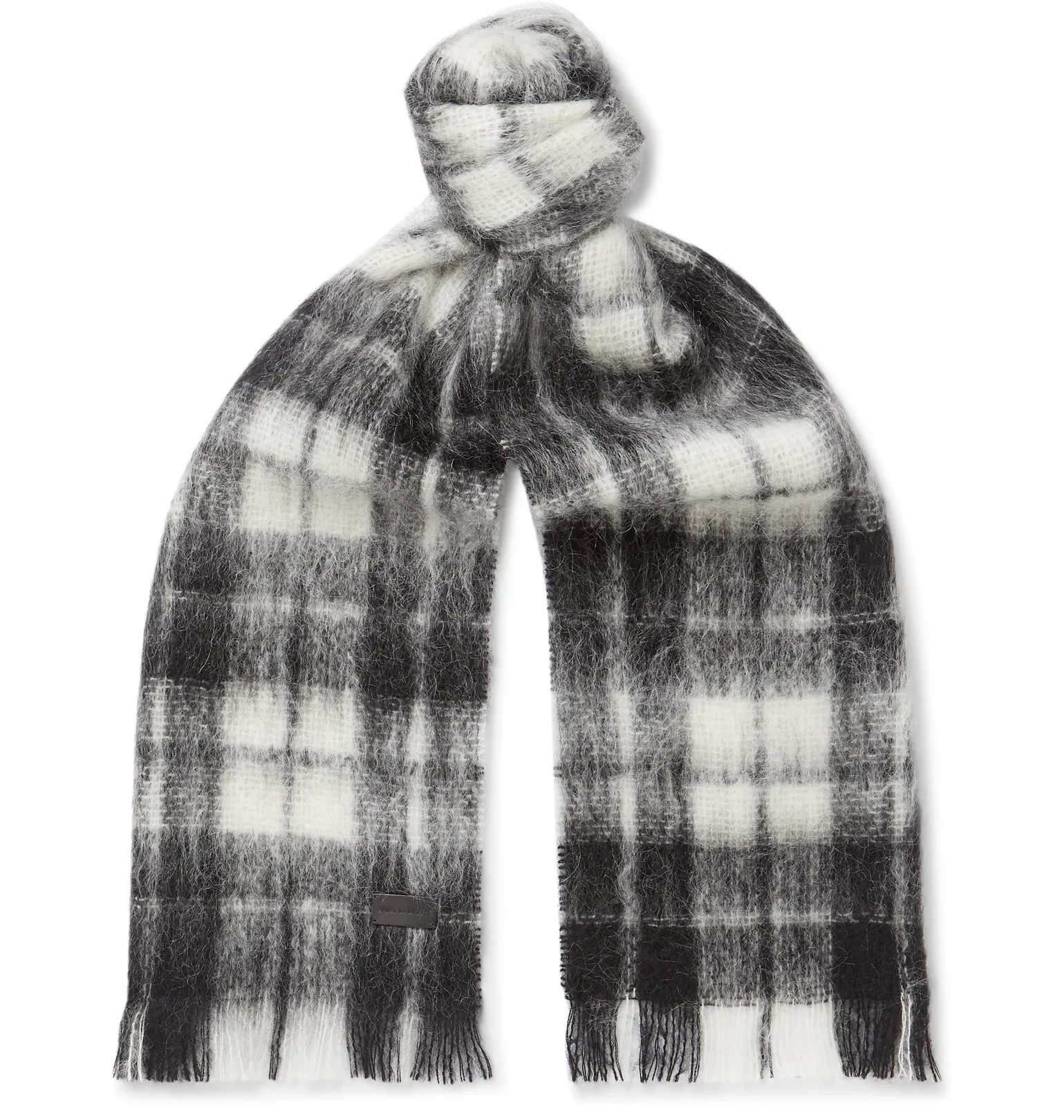 Fringed Checked Mohair-Blend Scarf - 1