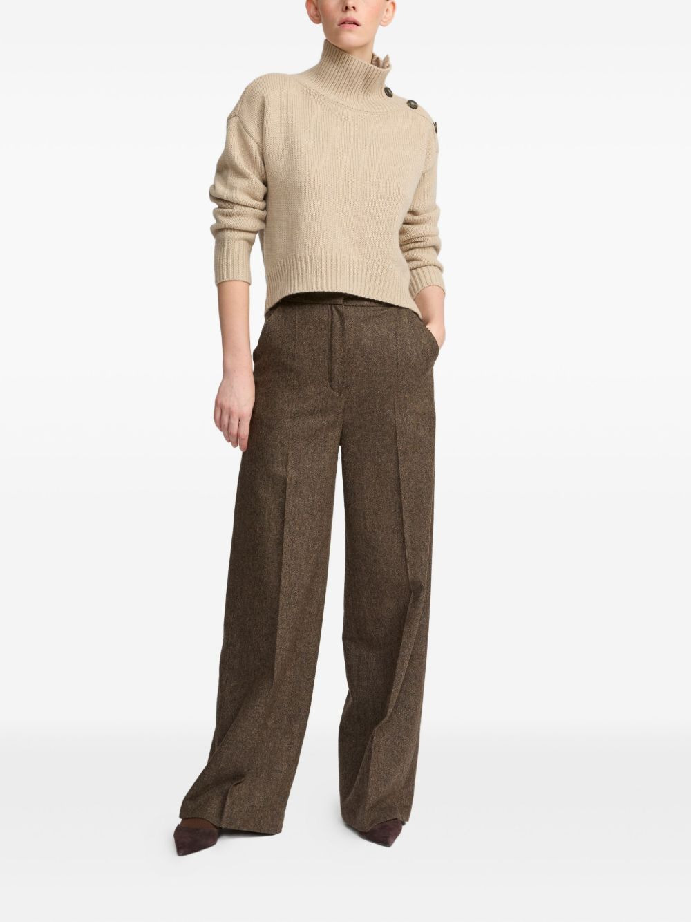 high-neck buttoned sweater - 2