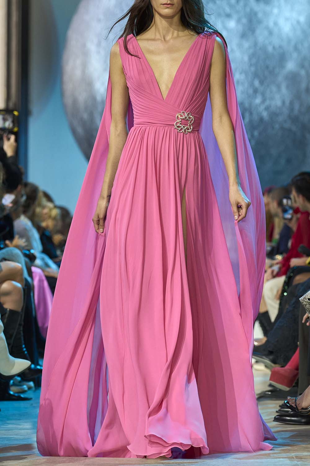 V Neck Cape Gown - 2