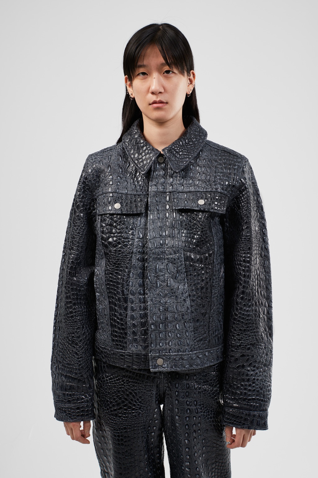 Dark Gray Leather Jacket - 2