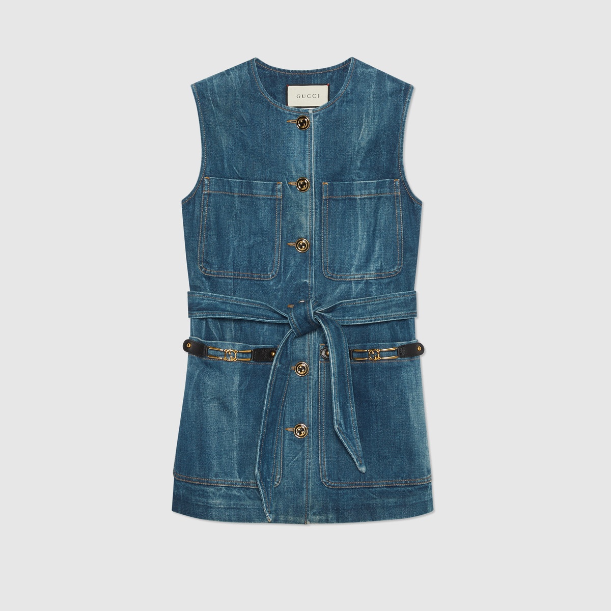 Marble washed denim vest - 1