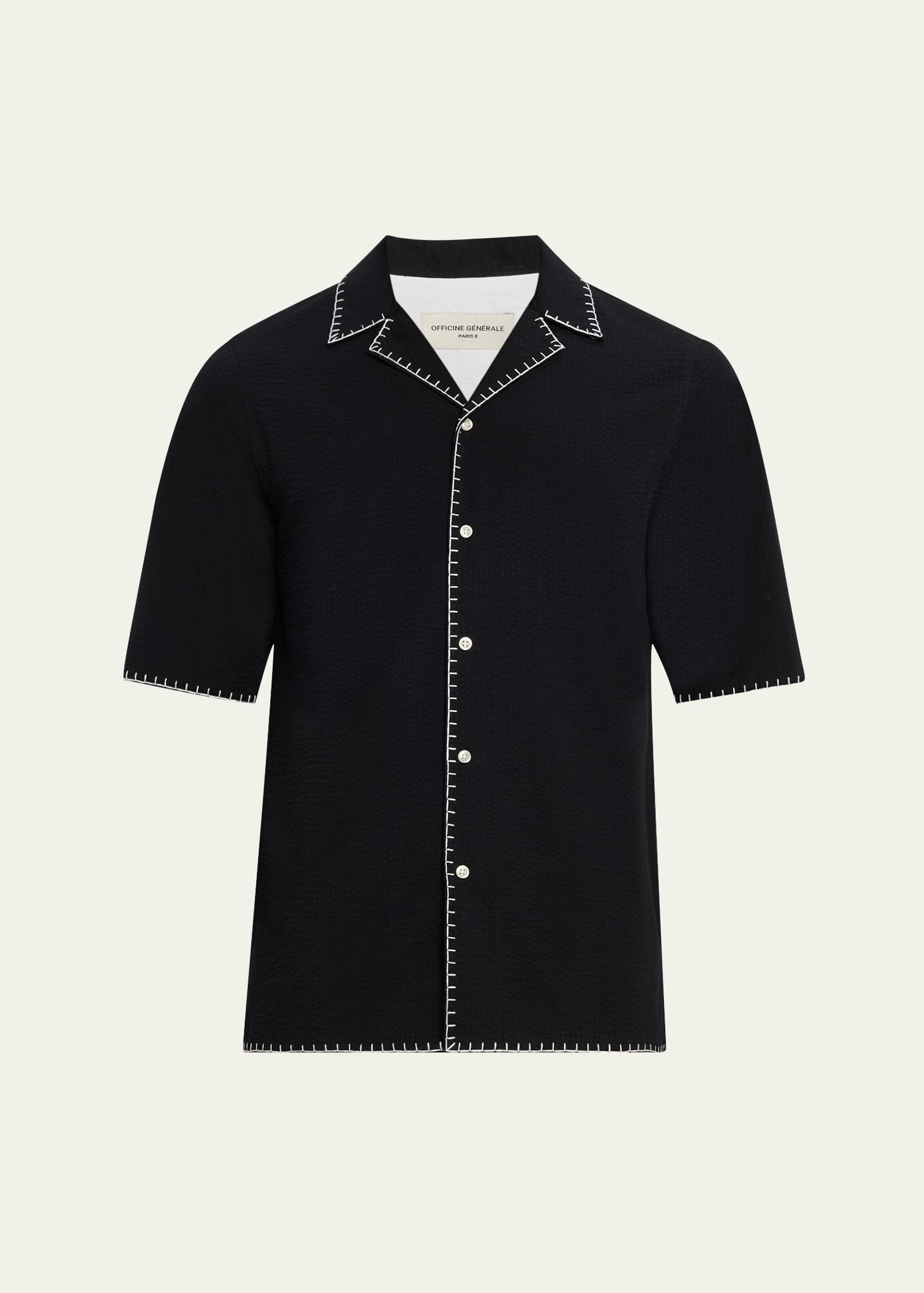 Men's Eren Seersucker Whipstitch Camp Shirt - 1