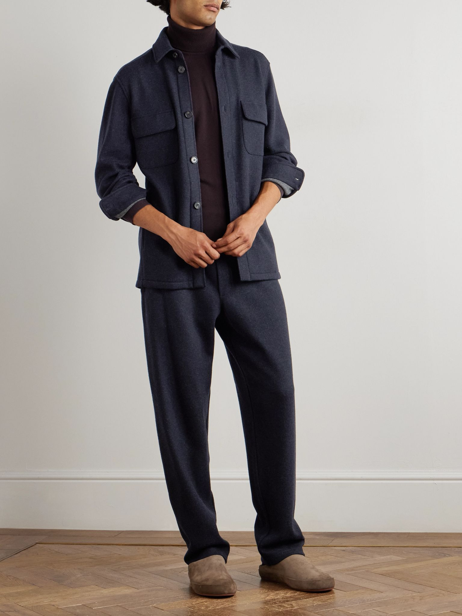 Rio Cashmere-Blend Jersey Drawstring Trousers Navy - 2
