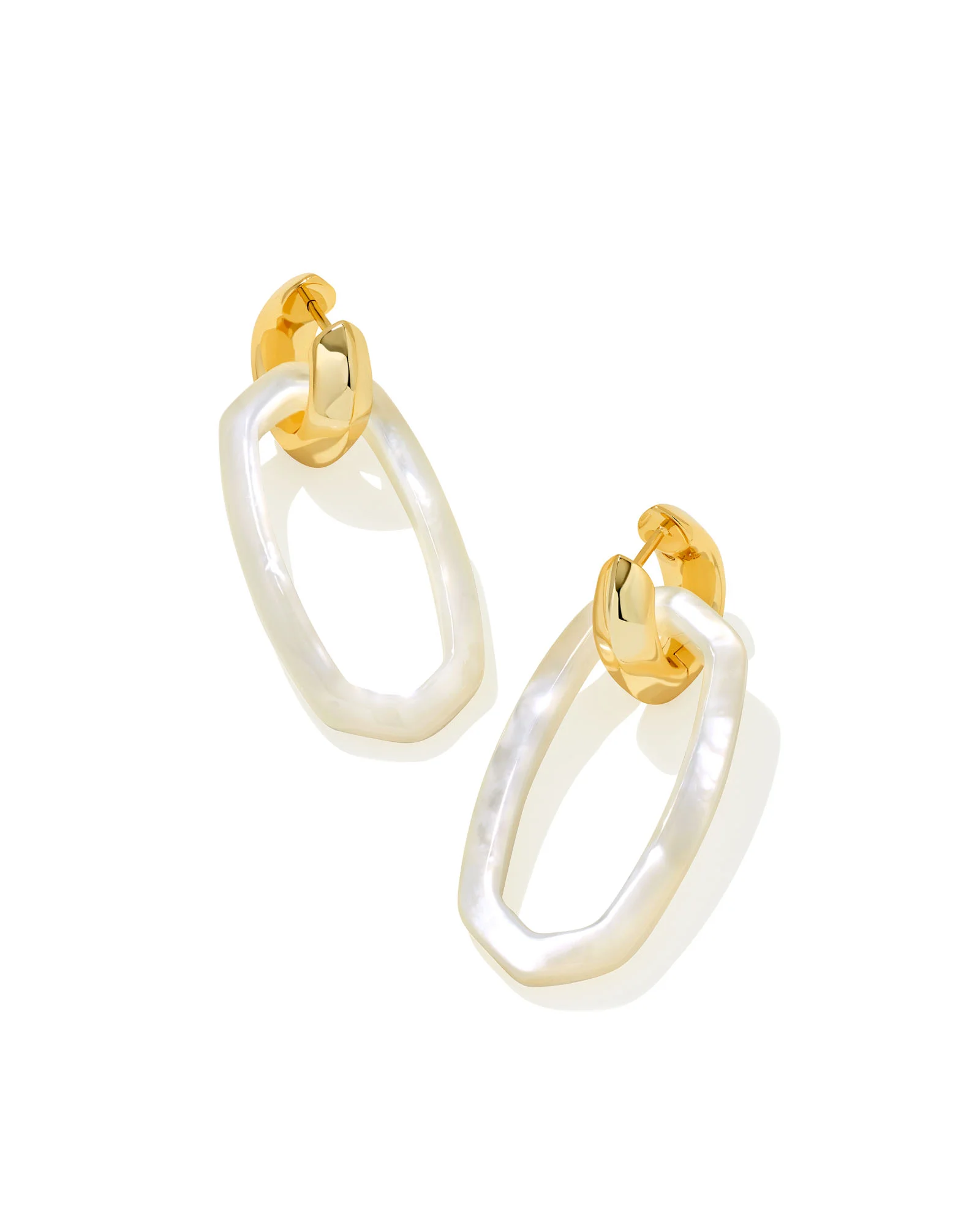 Danielle Gold Convertible Link Earrings in Ivory Mother-of-Pearl - 1