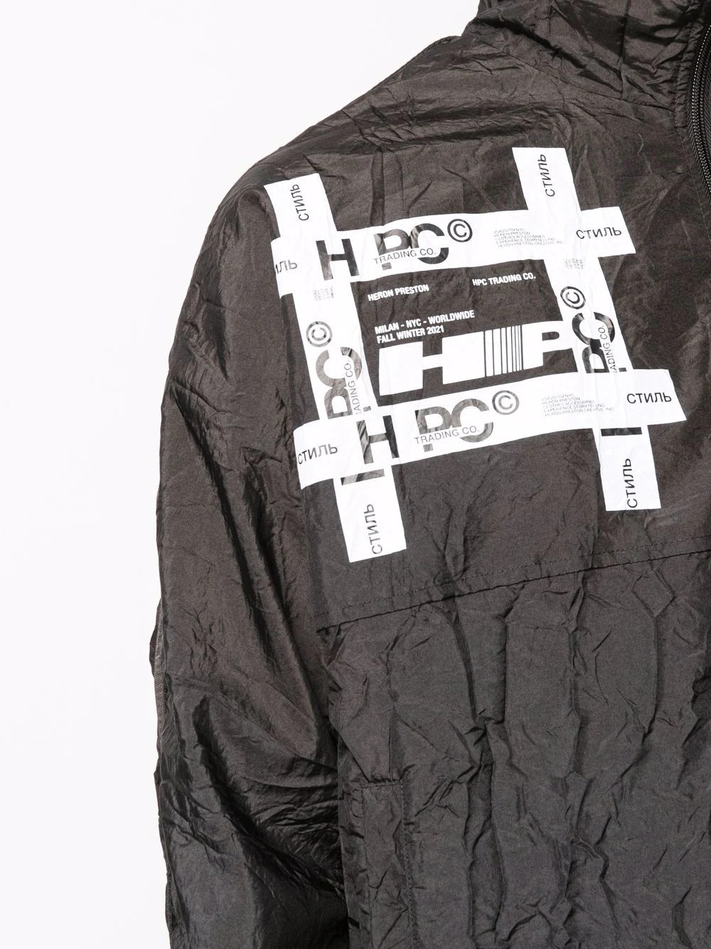 logo-print crinkled windbreaker - 5