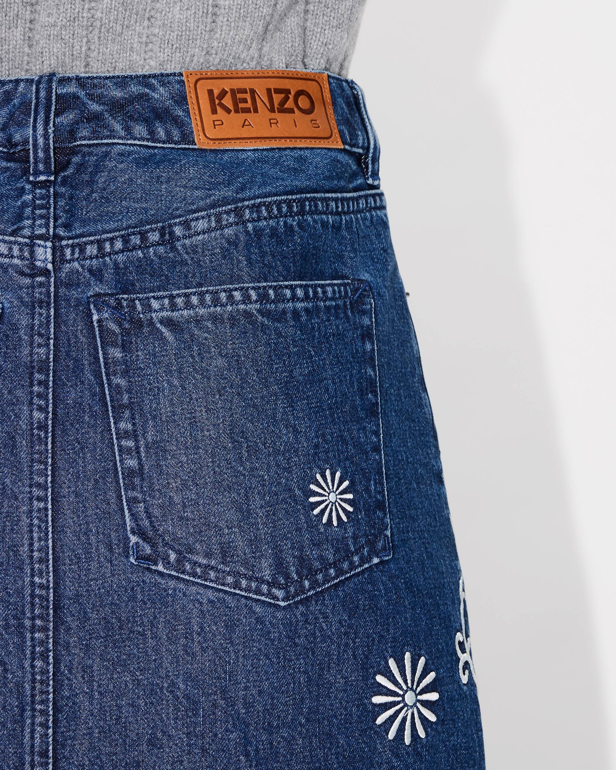 'KENZO Marguerite' embroidered long skirt in japanese denim - 7