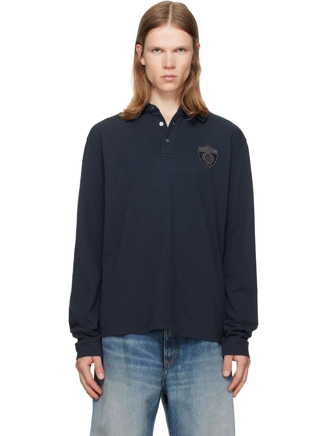 Navy Cotton Polo - 1