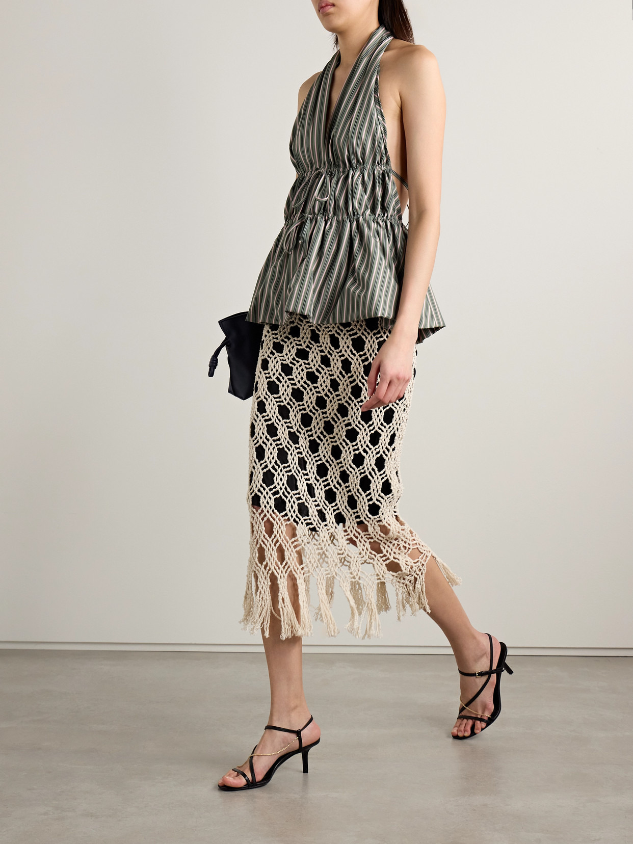 Sparrow Fringed Crocheted Cotton Midi Skirt - 2