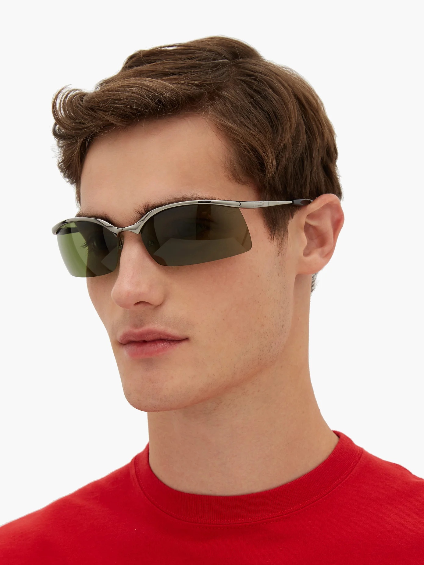 Rectangular half-frame metal sunglasses - 2