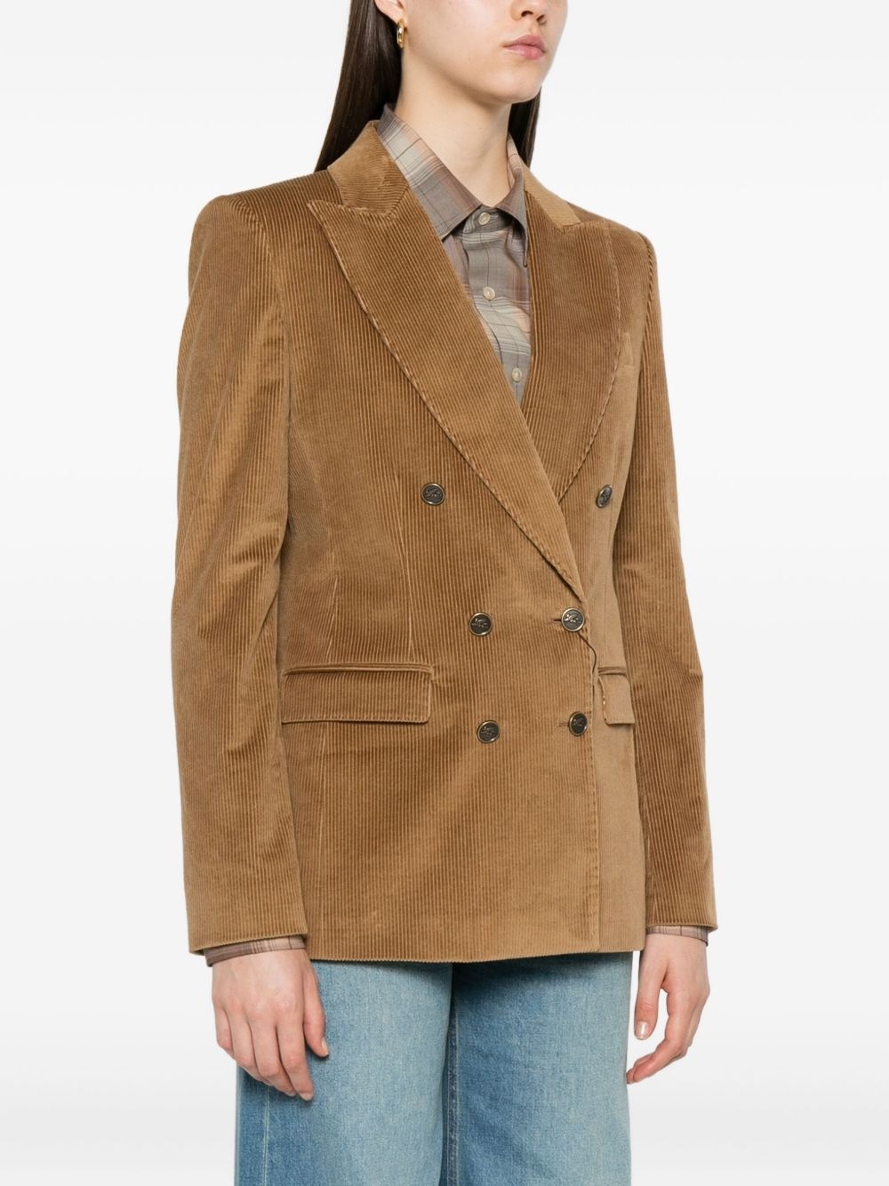 corduroy double-breasted blazer - 3