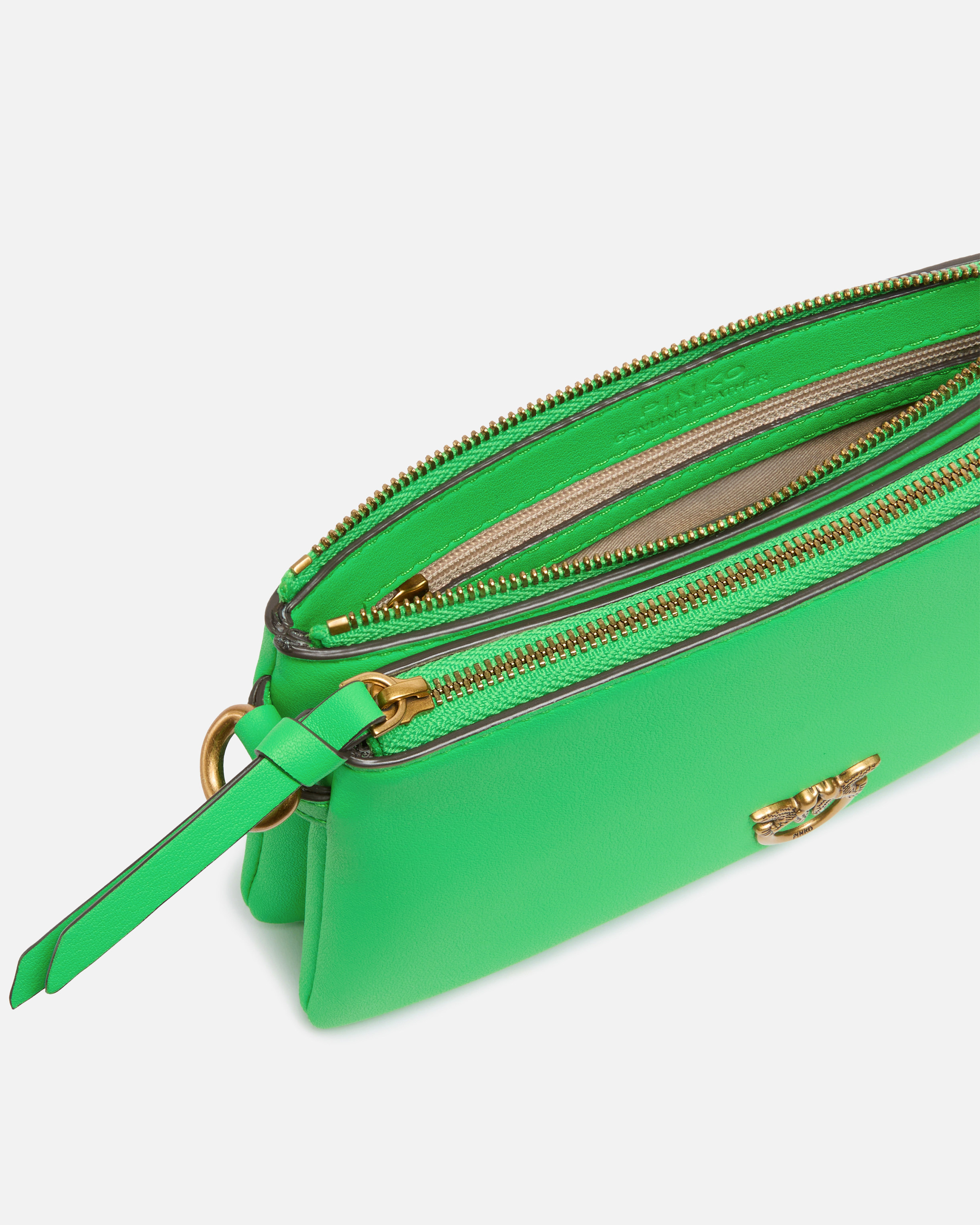 LEATHER MINI DOUBLE BAG WITH SHOULDER STRAP - 4