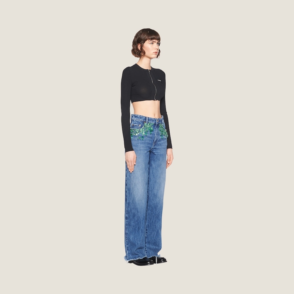 Embroidered five-pocket jeans - 4