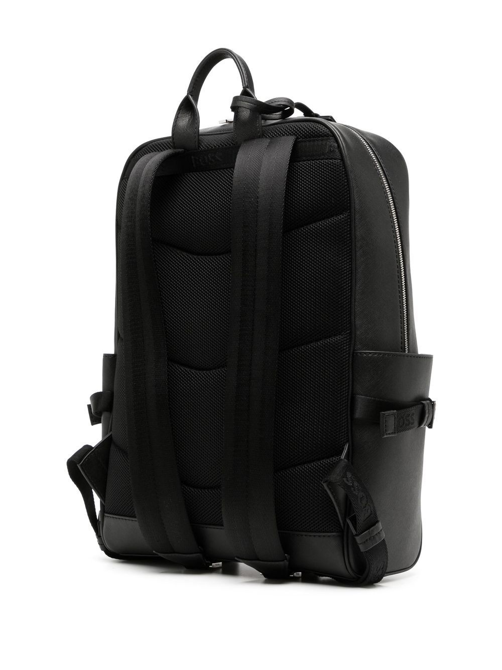logo-tag leather backpack - 3
