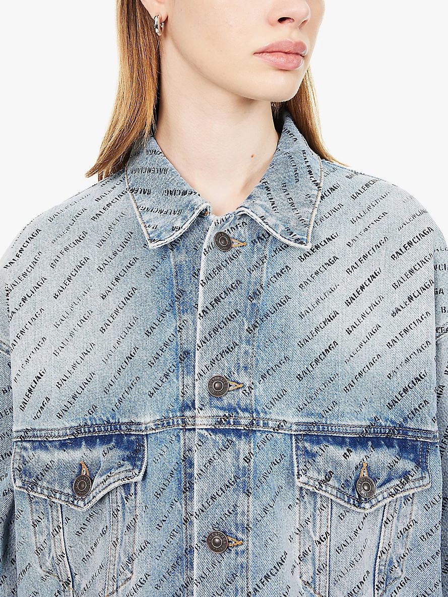 Brand-print relaxed-fit denim jacket - 5