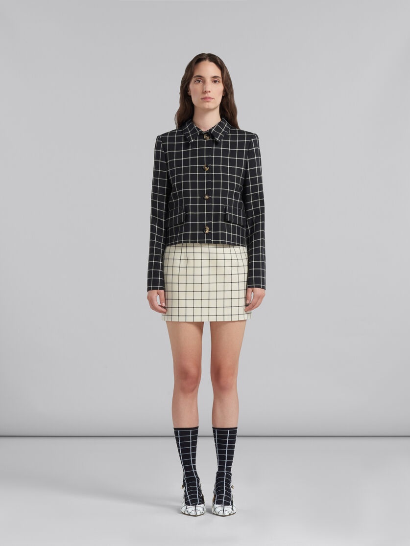 Marni BLACK CHECKED WOOL JACKET | REVERSIBLE