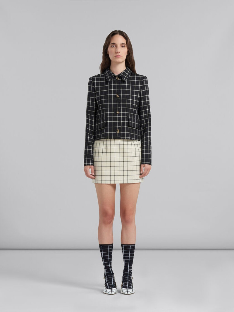 Marni BLACK CHECKED WOOL JACKET outlook